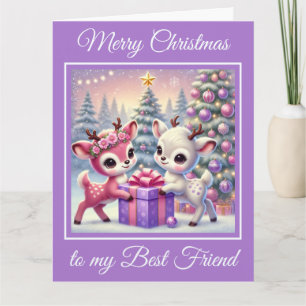 Carte Deux bébés Cerfs Meilleurs amis Noël