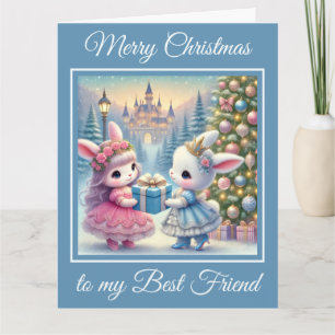 Carte Deux bébés lapins Meilleurs amis Noël
