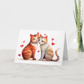 Carte Deux chats câlin pour la fête de Valentines