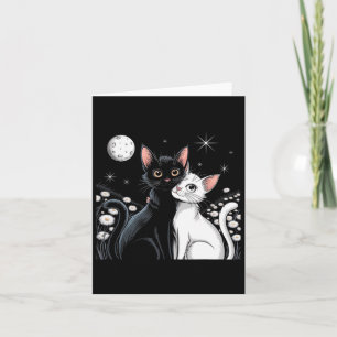 Carte Deux Chats Couple Lune Amour Étreinte Saint-Valent