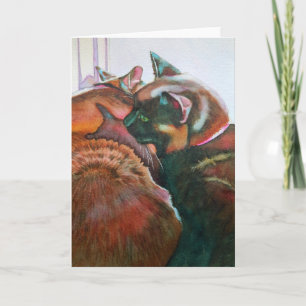 Carte Deux chats noirs sur le rebord de la fenêtre