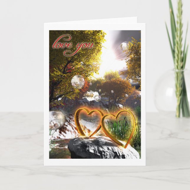 Carte Deux Coeurs "Love You" (Devant)