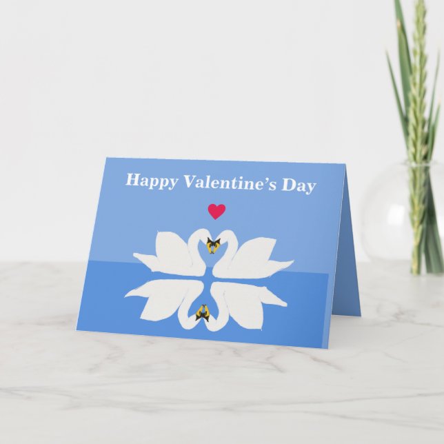 Carte Deux cygnes en Pose Coeur Classique (Devant)