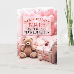 Carte DEUX DADDIES Rose Nouveau bébé Félicitations