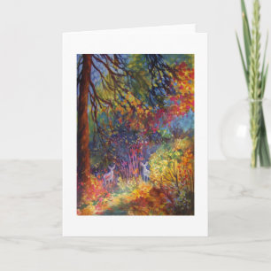 Carte "Deux Doe Peeer" À Travers Les Feuilles D'Automne~