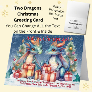 Carte Deux Dragons Vous Souhaitent Joyeux Noël
