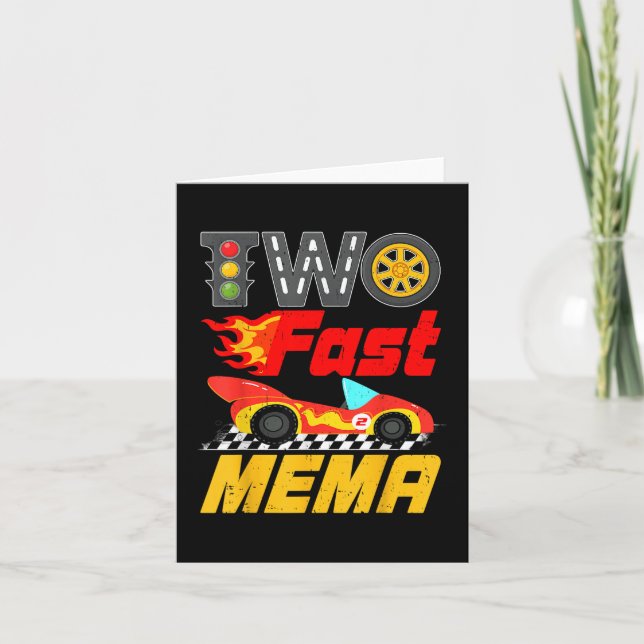 Carte Deux Fast Mema Pit Crew Racing Car Famille Anniver (Devant)