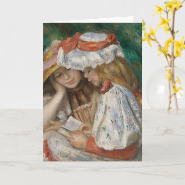 Carte Deux Filles Lecture, Auguste Renoir Art (Fleur jaune)