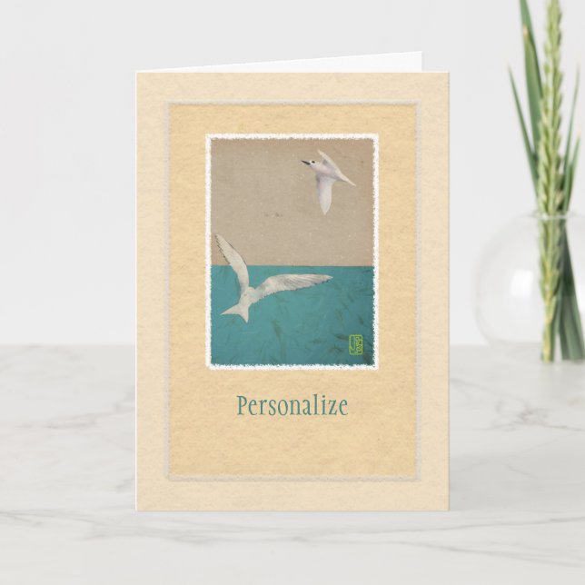 Carte Deux fois Seagulls Paper Art Personalize Greeting  (Devant)