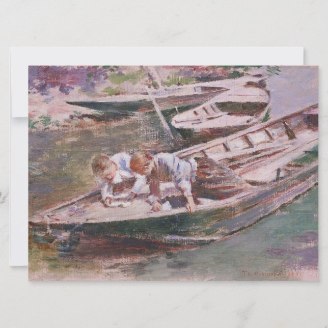 Carte Deux garçons en bateau (par Theodore Robinson) (Devant)