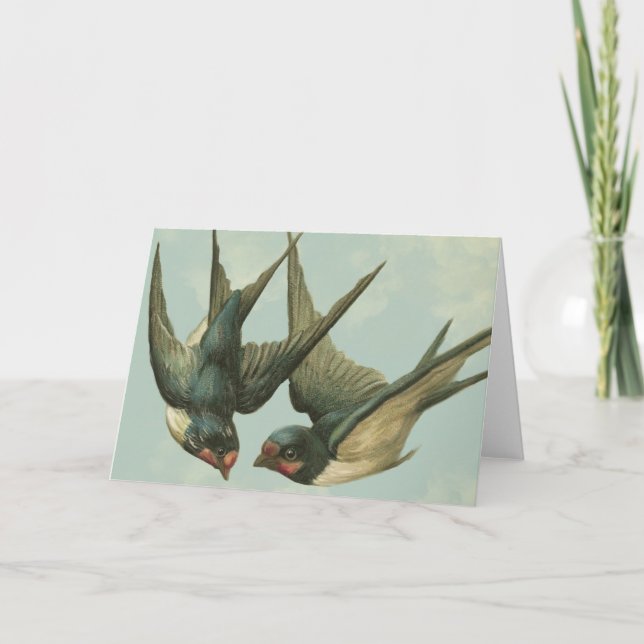 Carte Deux hirondelles vintages (Devant)