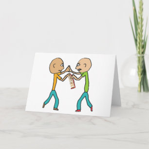 Carte Deux Hommes De Balles Se Battant Au-Dessus D'Un Pe