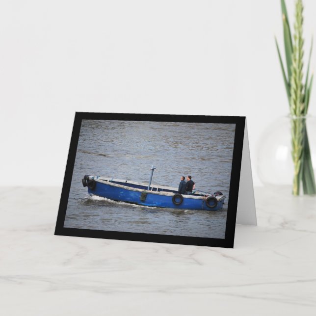 Carte Deux hommes et un bateau bleu (Devant)