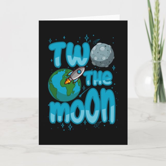 Carte DEUX LUNE 2e anniversaire Toddler Space Anniversai (Devant)