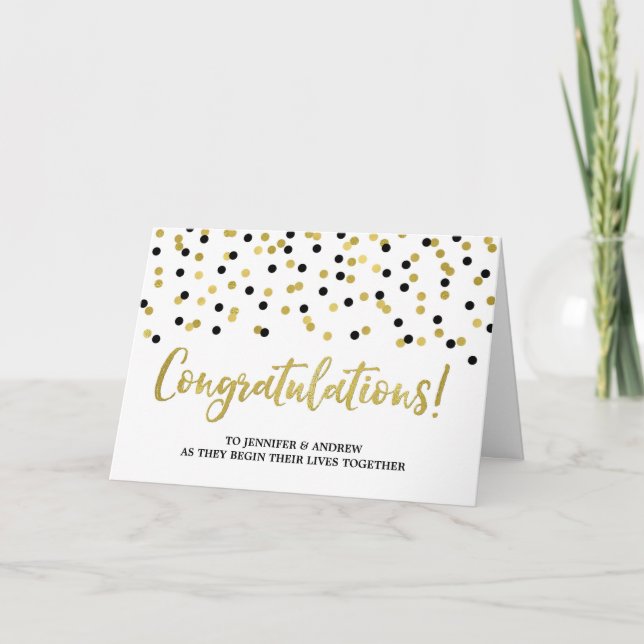 Carte Deux Mariages Félicitations Gold Black (Devant)