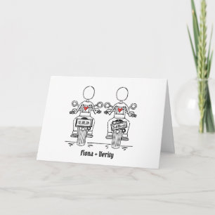 Carte Deux mariées moto mariage de motards