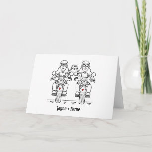 Carte Deux mariées moto mariage de motards