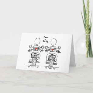 Carte Deux mariées moto mariage de motards