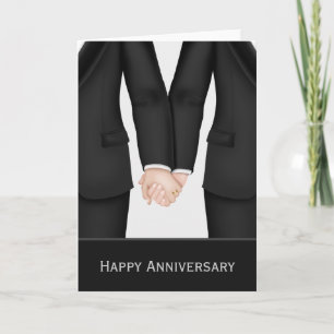Carte Deux mariés en costumes Anniversaire de mariage