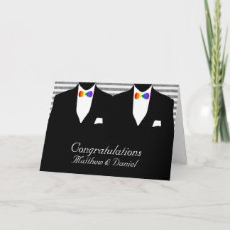 Carte Deux mariés Tie arc-en-ciel Mariage Félicitations
