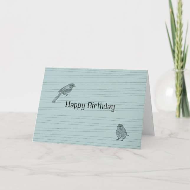 Carte Deux oiseaux Anniversaire (Devant)