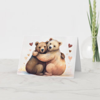 Carte Deux ours serrés pour la romance de la Saint Valen