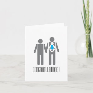 Carte Deux papas et un fils - félicitations ! !