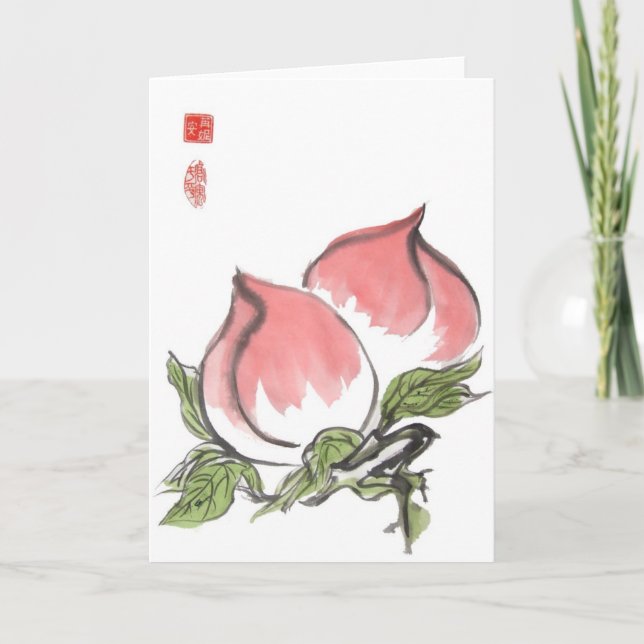 Carte Deux pêches roses (Devant)