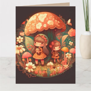 Carte Deux petites filles elfes mignonnes