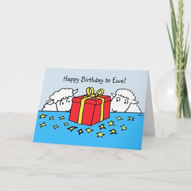 Carte Deux petits moutons cadeau d'anniversaire (Devant)