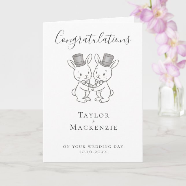 Carte Deux Pièces de lapin Félicitations Mariage (Orchidée)