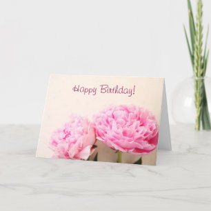 Carte Deux pivoines rose anniversaire
