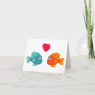 Carte Deux poissons de dessin animé amour cœur générique