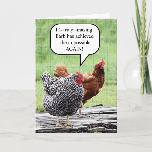 Carte Deux poules humour de joyeux anniversaire (Devant)