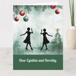 Carte Deux professeurs de danse tourbillonnant Noël reco
