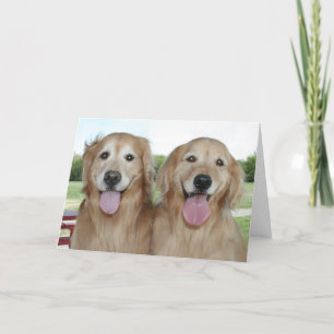 Carte Deux Récupérateurs D'Or Souriants Juste Dire Bonjo