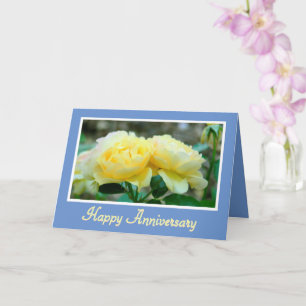 CARTE DEUX ROSES JAUNES/ANNIVERSAIRE HEUREUX/GRAND COUPL