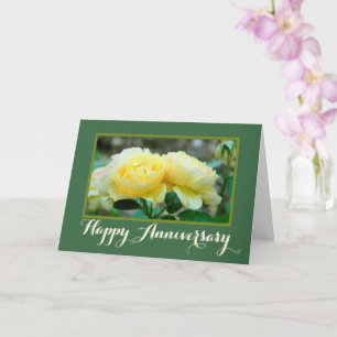 CARTE DEUX ROSES JAUNES/HEUREUX ANNIVERSAIRE