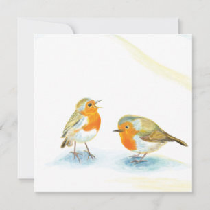 Carte Deux rouges-gorges en salutation hivernale