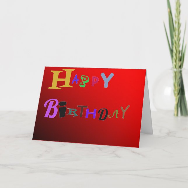 Carte Deux tons Rouge Joyeux anniversaire (Devant)