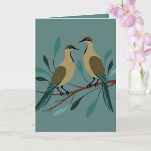 Carte Deux tourterelles Couper le crayon Retro Style 3