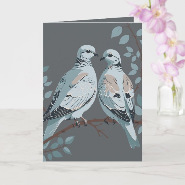 Carte Deux Tourterelles Pochoir à Découper (Orchidée)