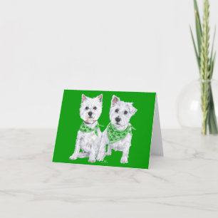 Carte Deux Westies assis à la Saint-Patrick