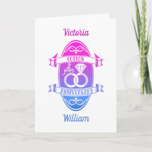 Carte Deuxième 2e anniversaire de mariage coton traditio