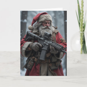 Carte Deuxième amendement Père Noël patriotique Noël