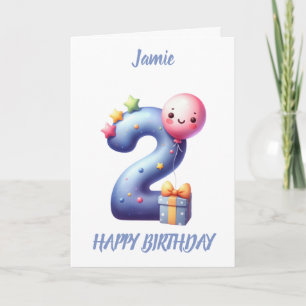 CARTE DEUXIÈME ANNIVERSAIRE BALLONS JOYEUX ANNIVERSAIRE