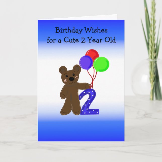 Carte Deuxième anniversaire de Petit Ours (Devant)