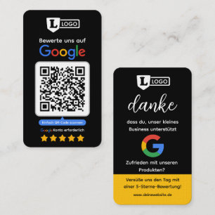Carte d'évaluation Google avec carte de visite QR 