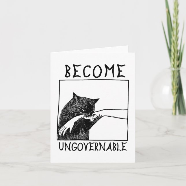 Carte Devenir Ingouvernable - Chat Noir Mordant la Main  (Devant)