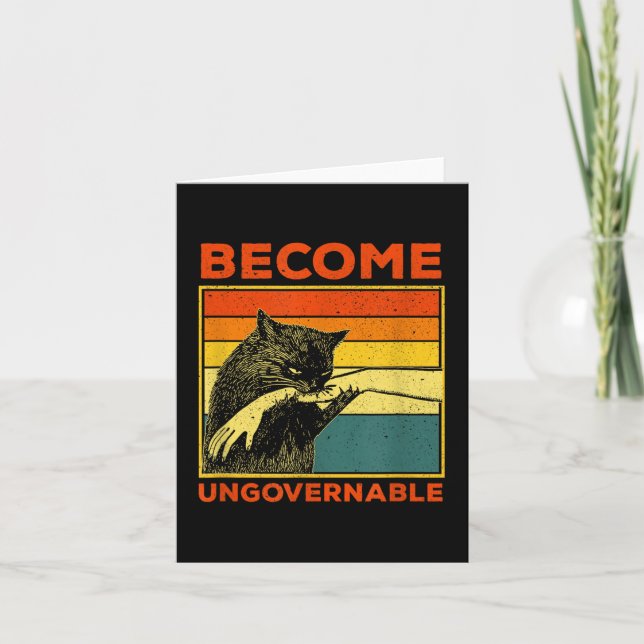 Carte Devenir Ingouvernable - Chat Noir Mordant la Main  (Devant)